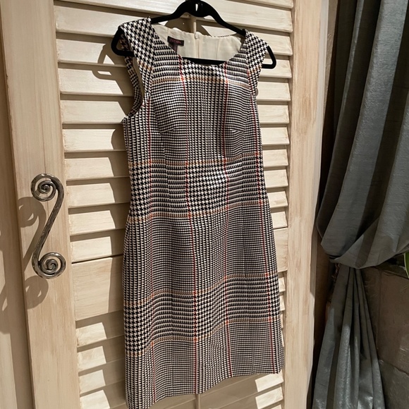 Escada Virgin Wool & Silk Plaid Printed Shift Dress.EU40  Black Cream Red - Picture 1 of 6